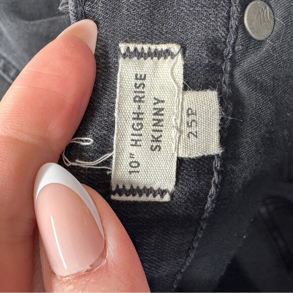 Madewell Black 10in High Rise Skinny Jeans Womens 25P Button Fly Casual Denim - Picture 7 of 12